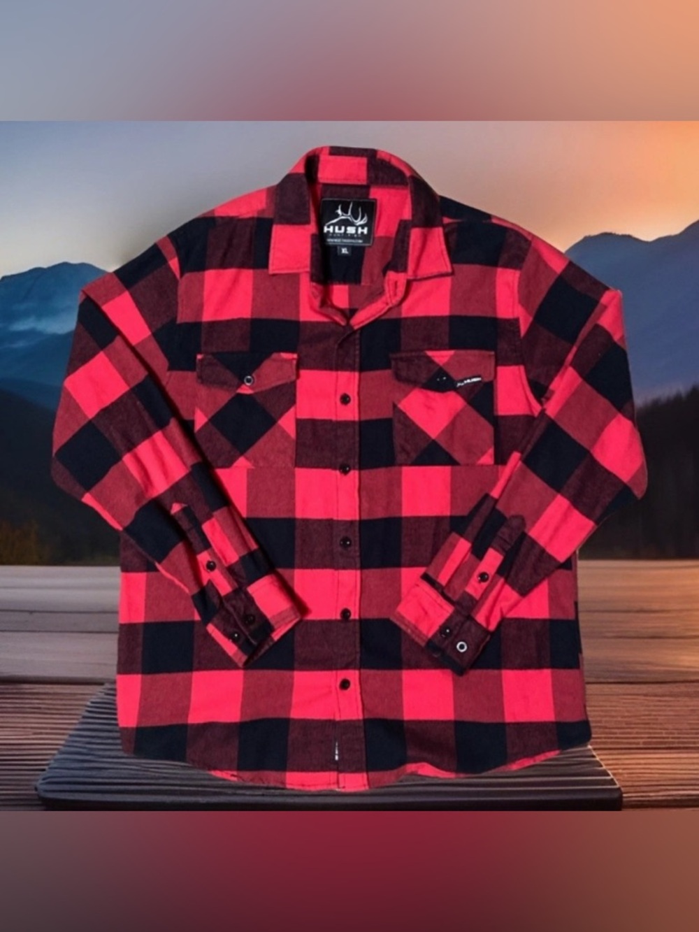 Hush Outdoors Hunting And Fishing Long Sleeve Red And Black Flannel Size: XL